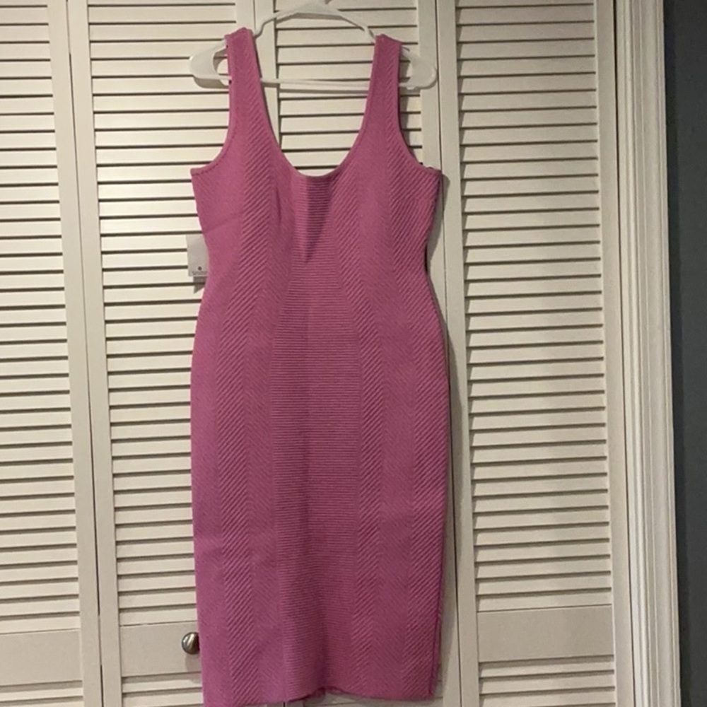 Herve Leger purple midi bandage dress